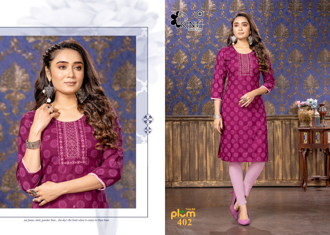 Kinti Plum 4 Casual Wear Rayon Wholesale Kurti Collection 